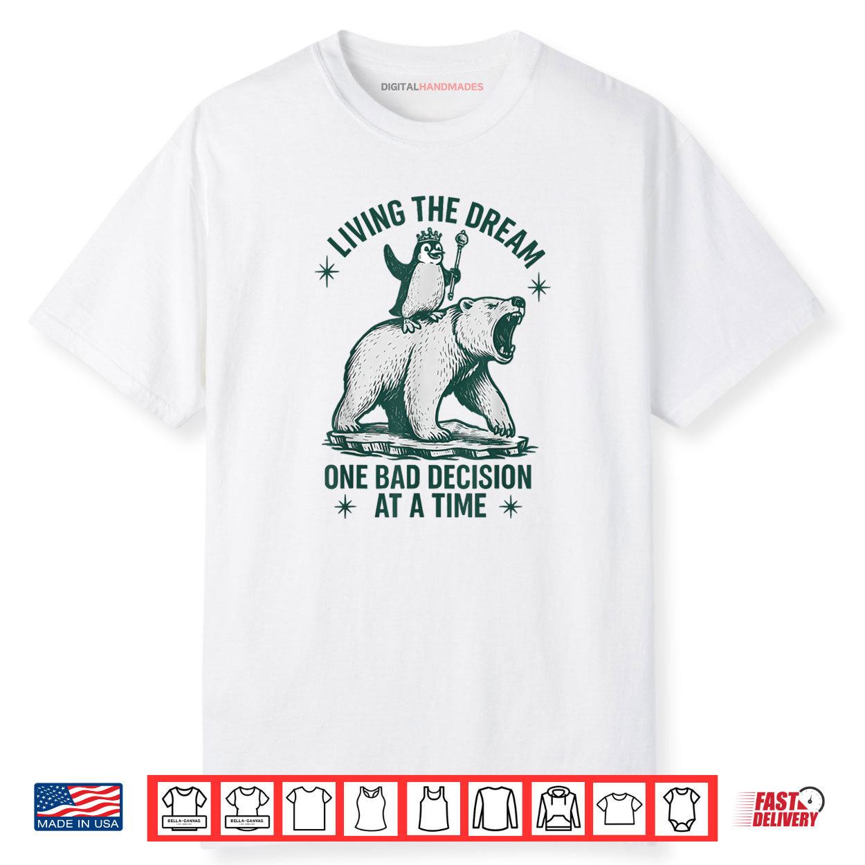 Funny Penguin Riding Polar Bear Meme Living the Dream Shirt Funny Penguin Riding Polar Bear Meme Living the Dream Shirt