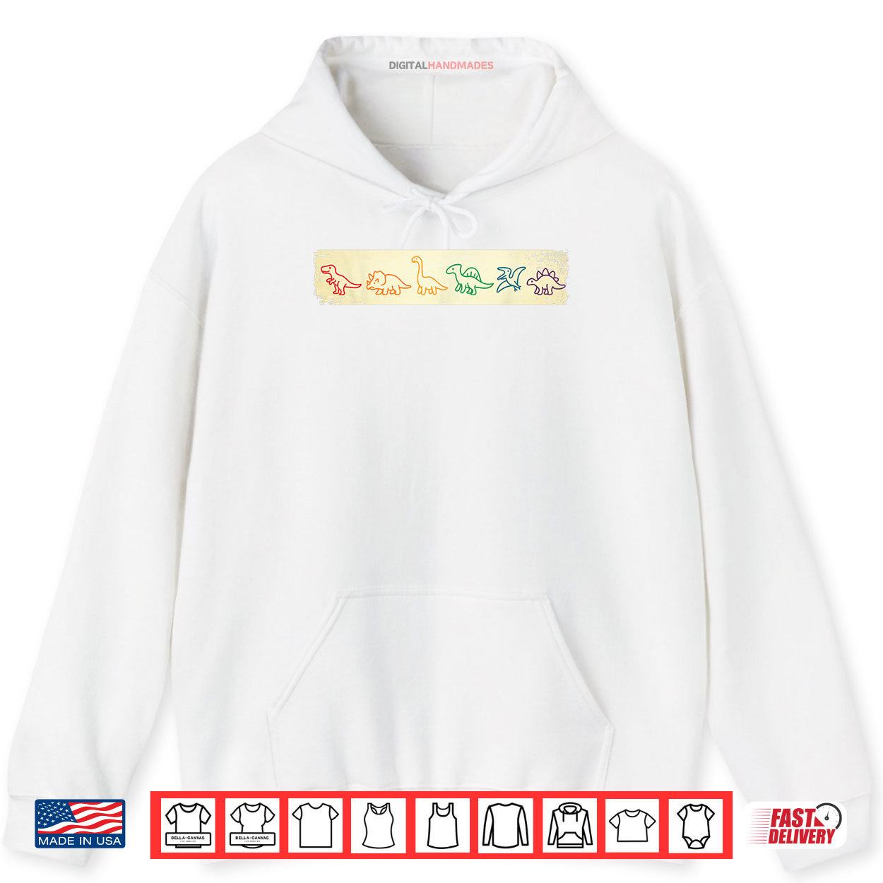 Cute Fun Rainbow Dinosaur Line Art Colorful Prehistoric Vibe Shirt 2 Hoodie Cute Fun Rainbow Dinosaur Line Art Colorful Prehistoric Vibe Shirt digitalhandmades