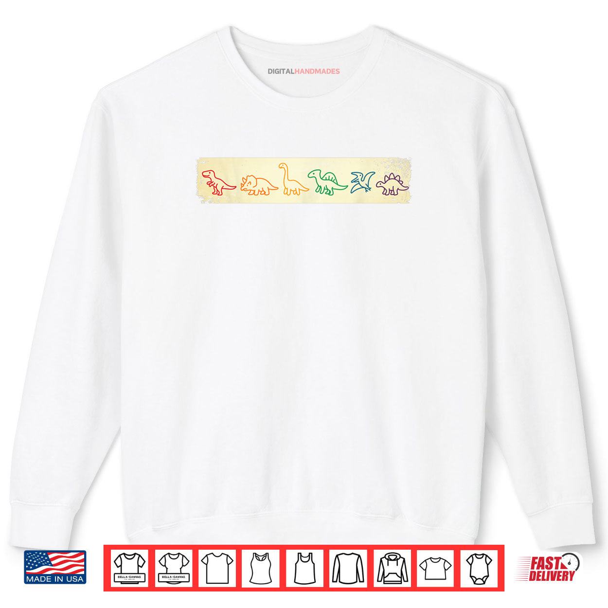 Cute Fun Rainbow Dinosaur Line Art Colorful Prehistoric Vibe Shirt 1 Sweatshirt Cute Fun Rainbow Dinosaur Line Art Colorful Prehistoric Vibe Shirt digitalhandmades