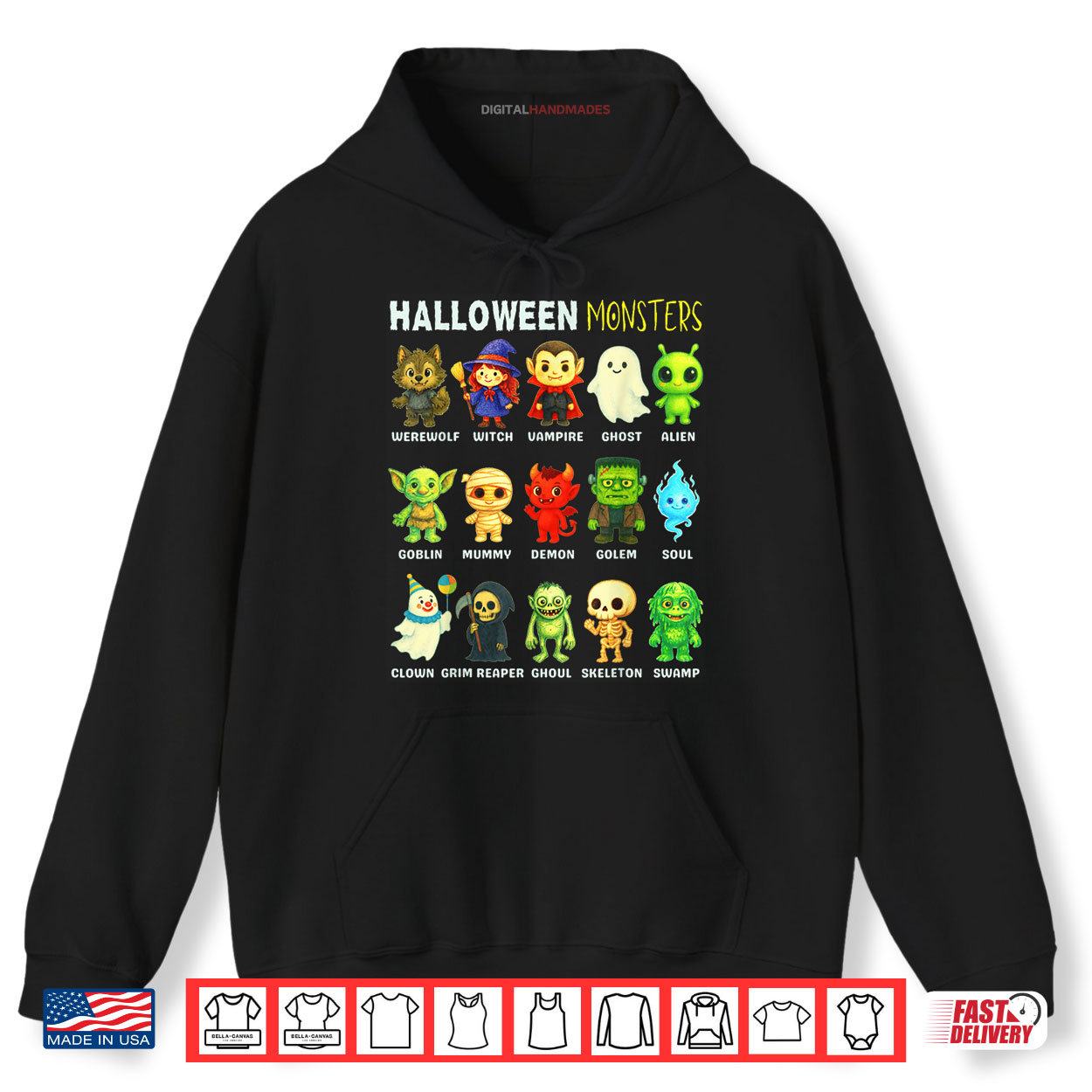 Types of Halloween Monsters Educational Poster For Kids Cute Shirt 2 Hoodie Types of Halloween Monsters Educational Poster For Kids Cute Shirt digitalhandmades