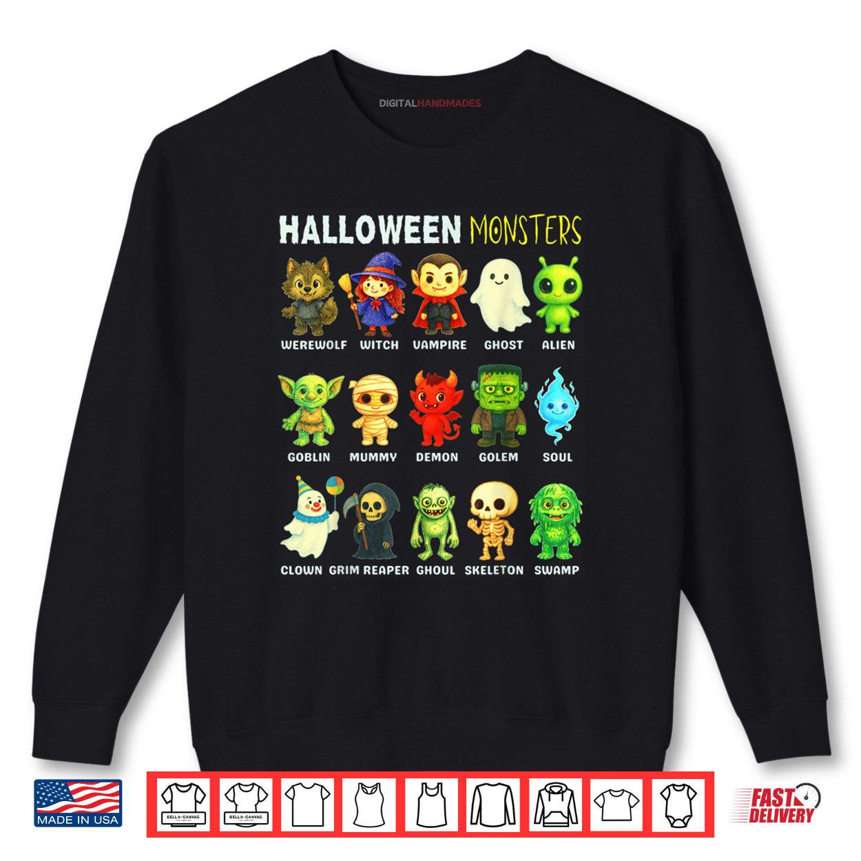 Types of Halloween Monsters Educational Poster For Kids Cute Shirt 1 Sweatshirt Types of Halloween Monsters Educational Poster For Kids Cute Shirt digitalhandmades
