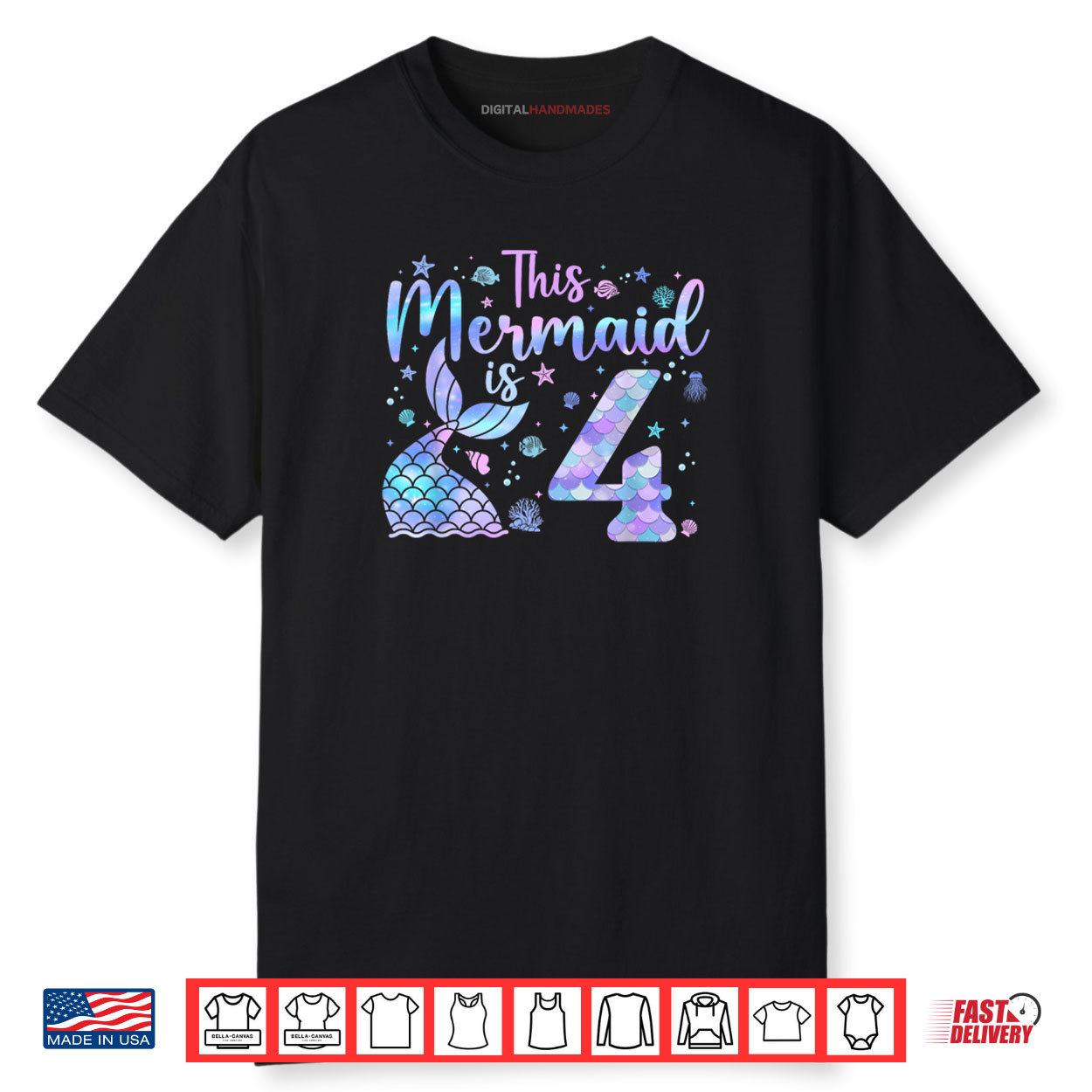 This Mermaid Is 4th Birthday 4 Year Old Bday Shirt