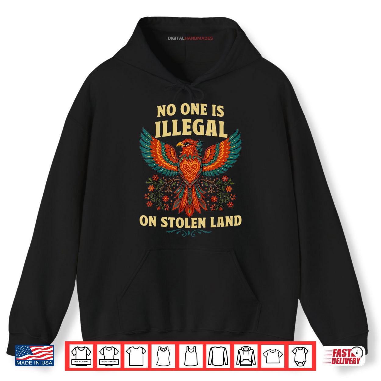 No One Is Illegal on Stolen Land Colorful Bird Art Shirt 2 Hoodie No One Is Illegal on Stolen Land Colorful Bird Art Shirt digitalhandmades