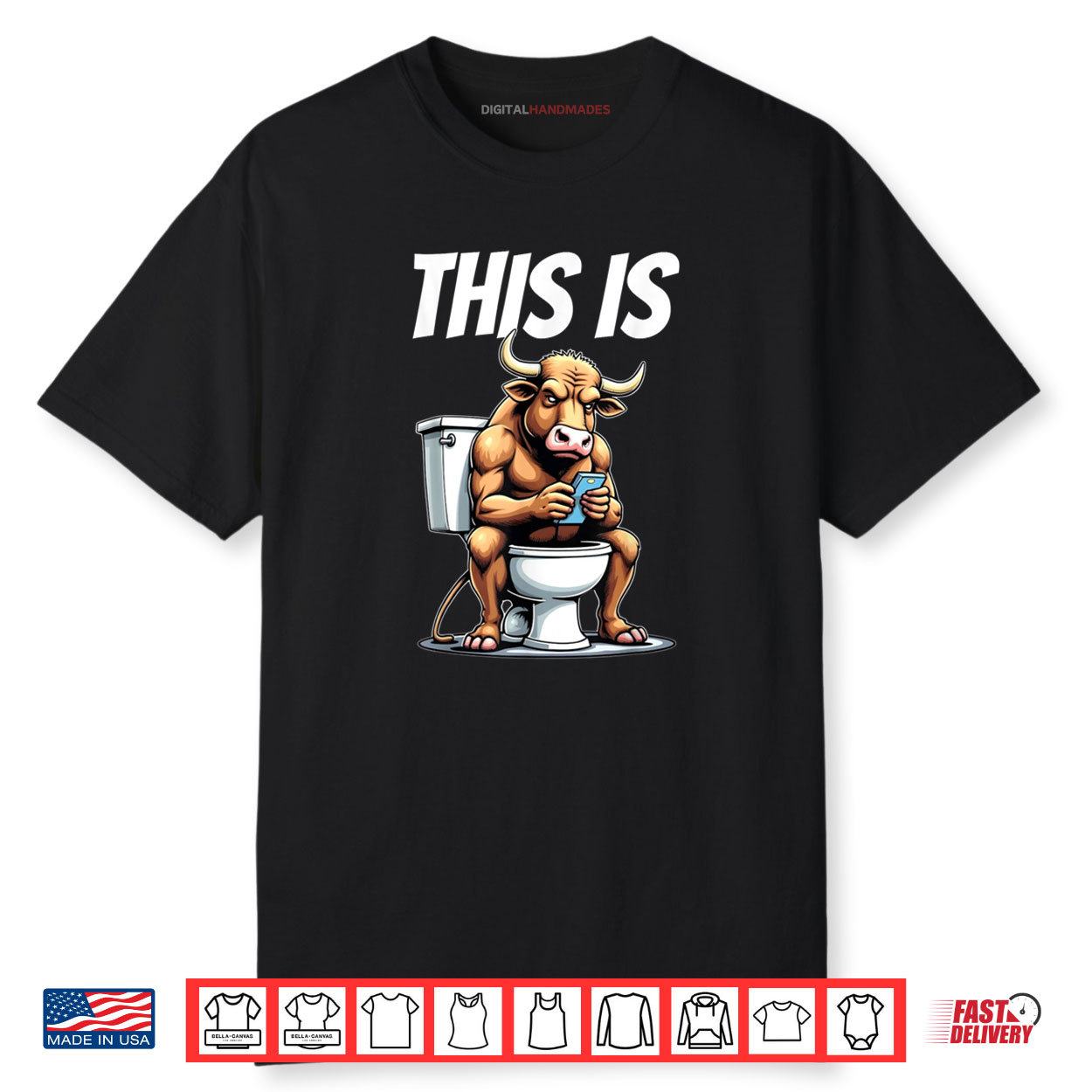 Bull Is Sitting On A Toilet And Playing With A Smartphone Shirt Bull Is Sitting On A Toilet And Playing With A Smartphone Shirt