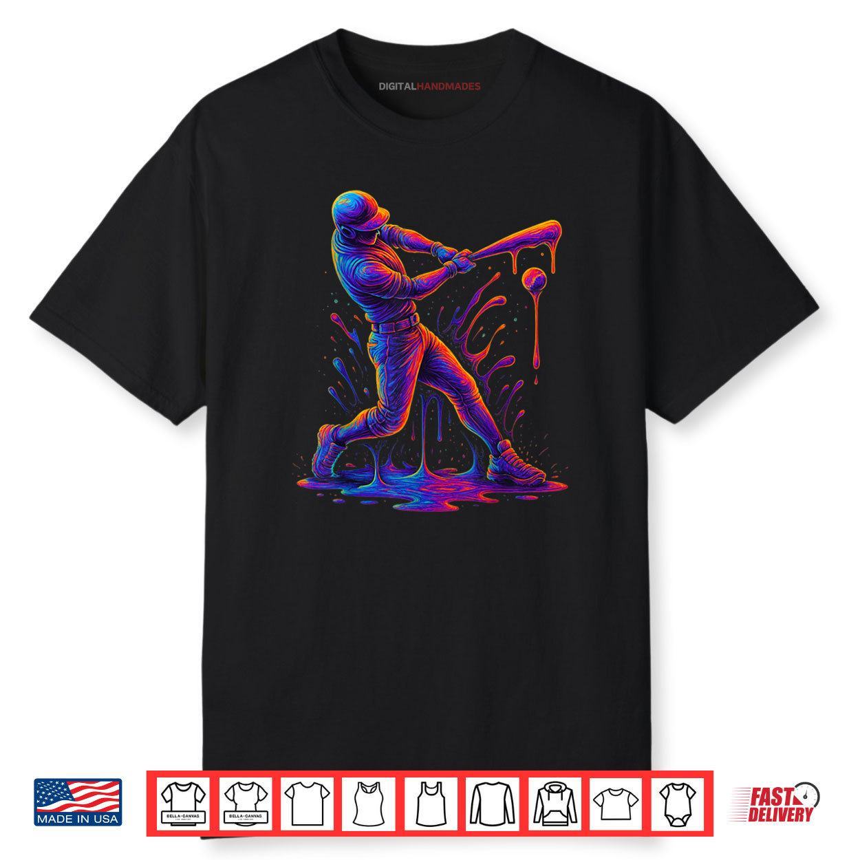 American Baseball Drip Ice Cream for Boys Ball and Bat Youth Shirt