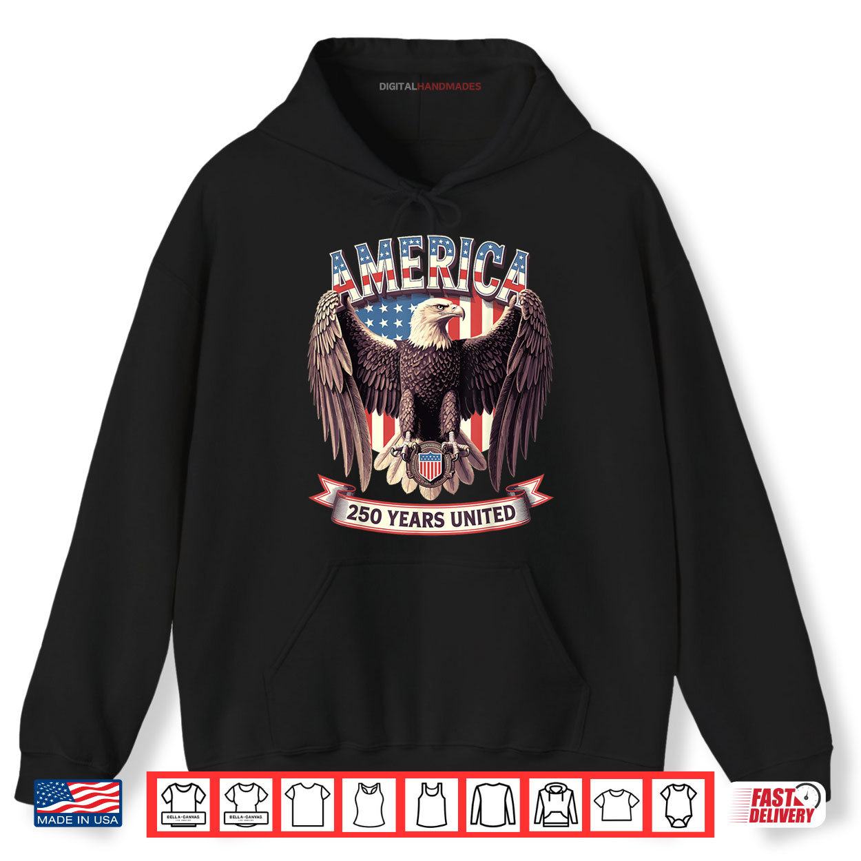 USA 250 Years United Bald Eagle Patriotic Flag Graphic Shirt 2 Hoodie USA 250 Years United Bald Eagle Patriotic Flag Graphic Shirt digitalhandmades