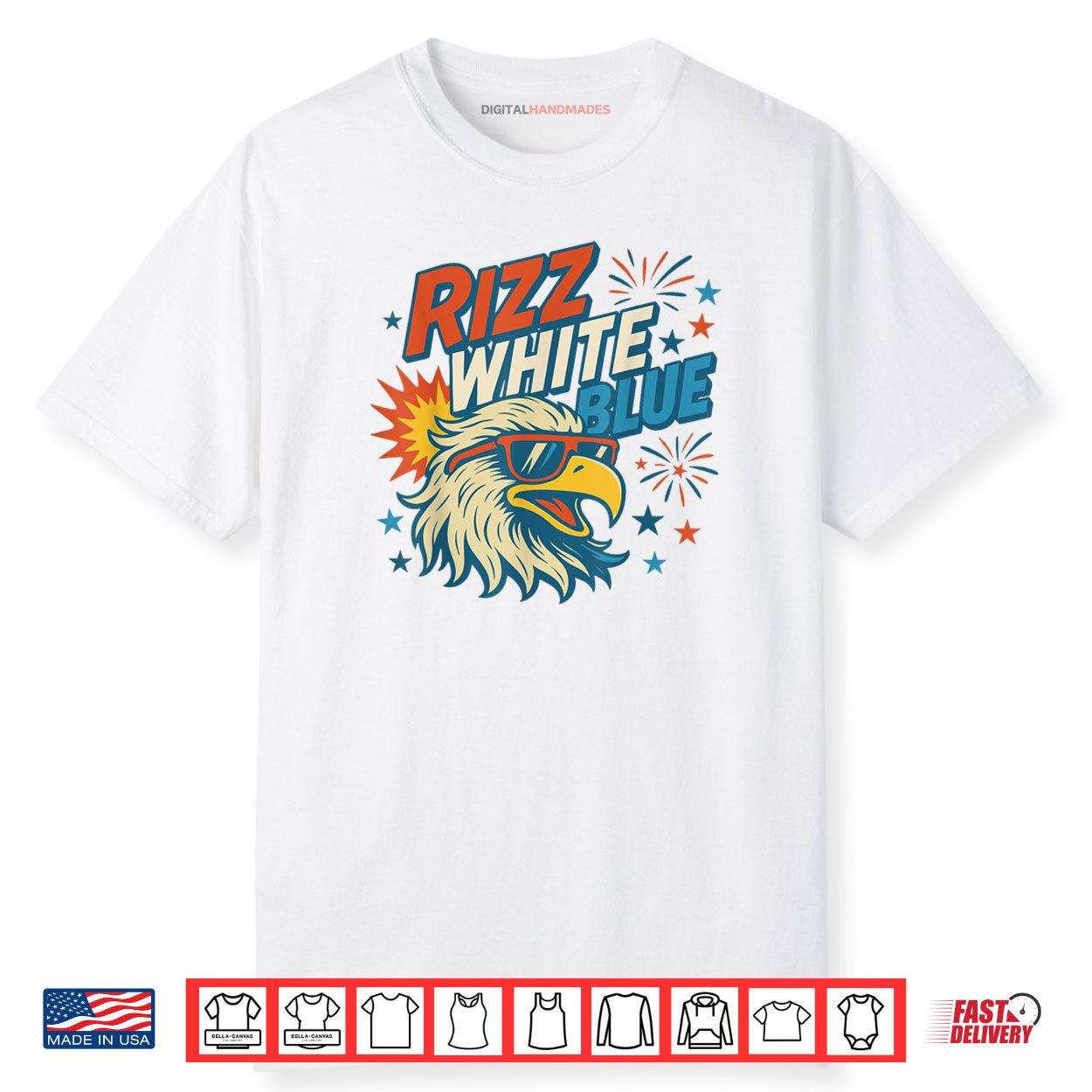 Rizz White Blue Patriotic Eagle 4th Of July Shirt