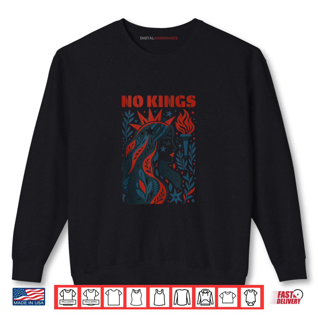 No Kings Retro Patriotic Woman Liberty Art 4th Of July Shirt 1 Sweatshirt No Kings Retro Patriotic Woman Liberty Art 4th Of July Shirt digitalhandmades