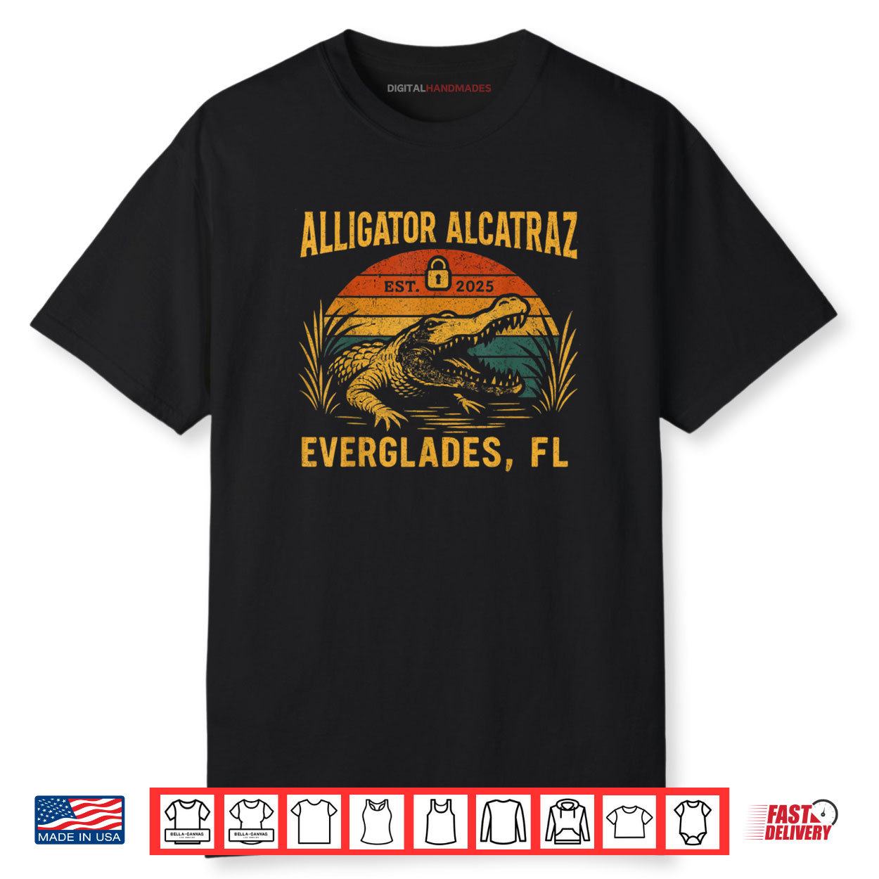 Retro Alligator Alcatraz Everglades Florida Shirt Retro Alligator Alcatraz Everglades Florida Shirt