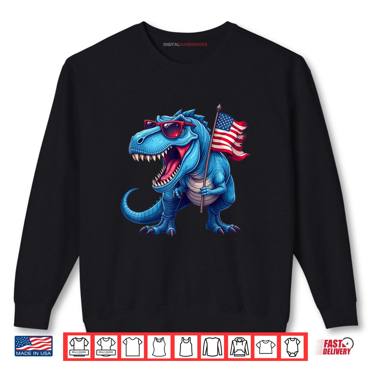 Dinosaur Holding A Usa Flag 4th Of July Shirt 1 Sweatshirt Dinosaur Holding A Usa Flag 4th Of July Shirt digitalhandmades