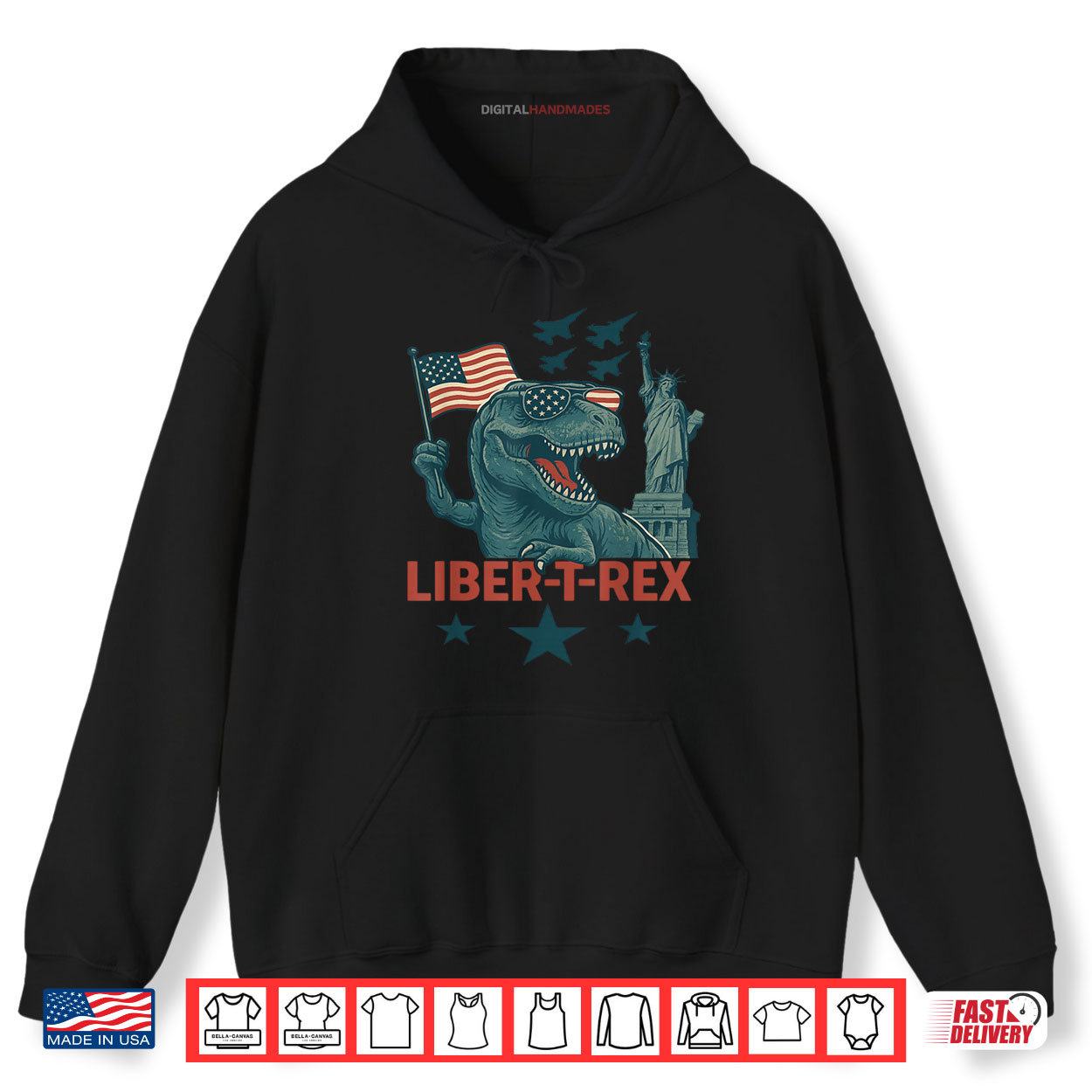 LIBER T REX Dinosaur Patriotic and 4th of July Shirt 2 Hoodie LIBER T REX Dinosaur Patriotic and 4th of July Shirt digitalhandmades