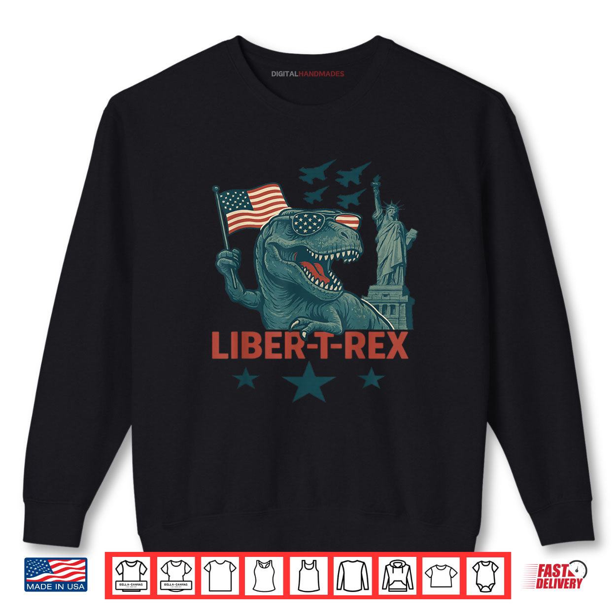 LIBER T REX Dinosaur Patriotic and 4th of July Shirt 1 Sweatshirt LIBER T REX Dinosaur Patriotic and 4th of July Shirt digitalhandmades