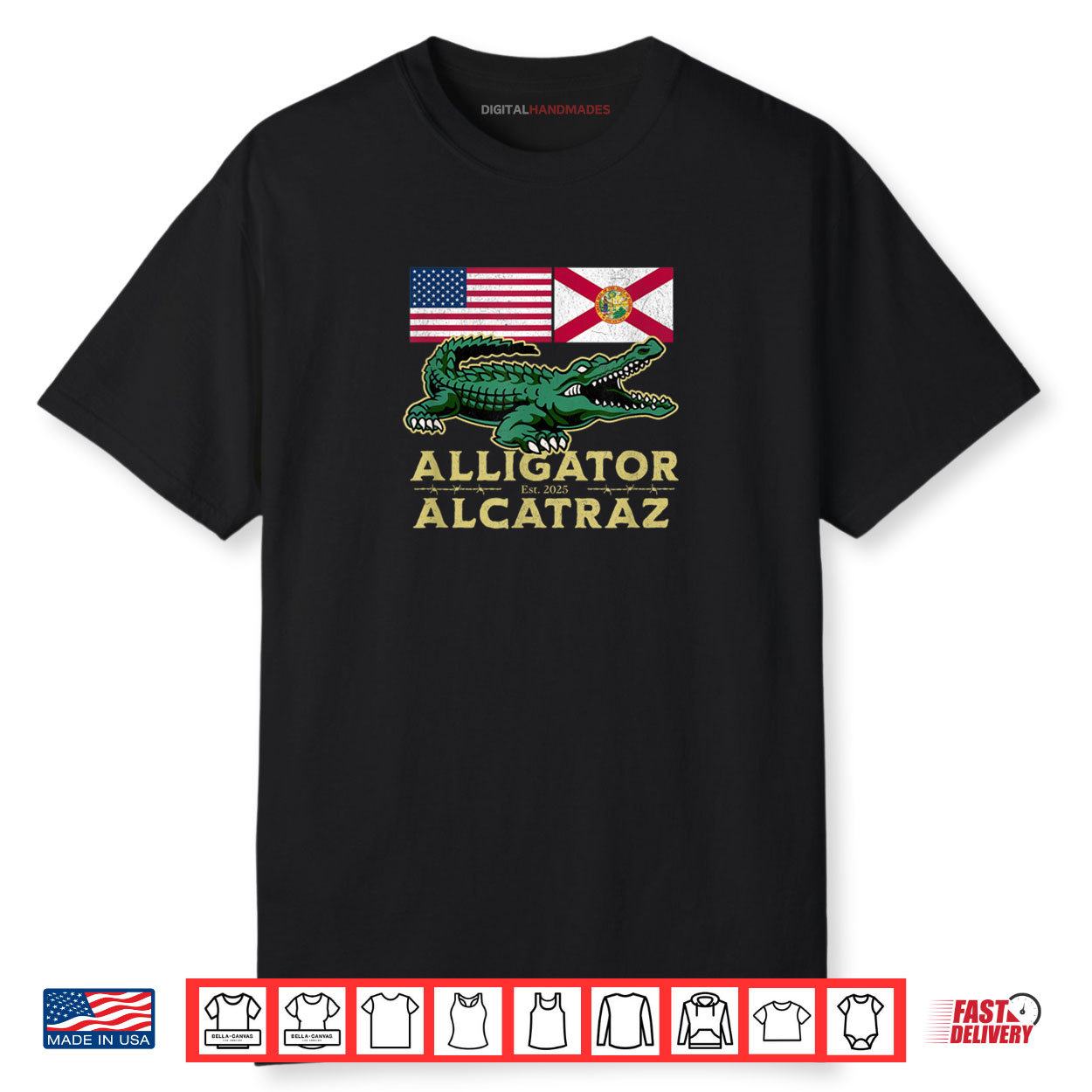 Alligator Alcatraz With Us Flag And Florida State Flag Shirt Alligator Alcatraz With Us Flag And Florida State Flag Shirt