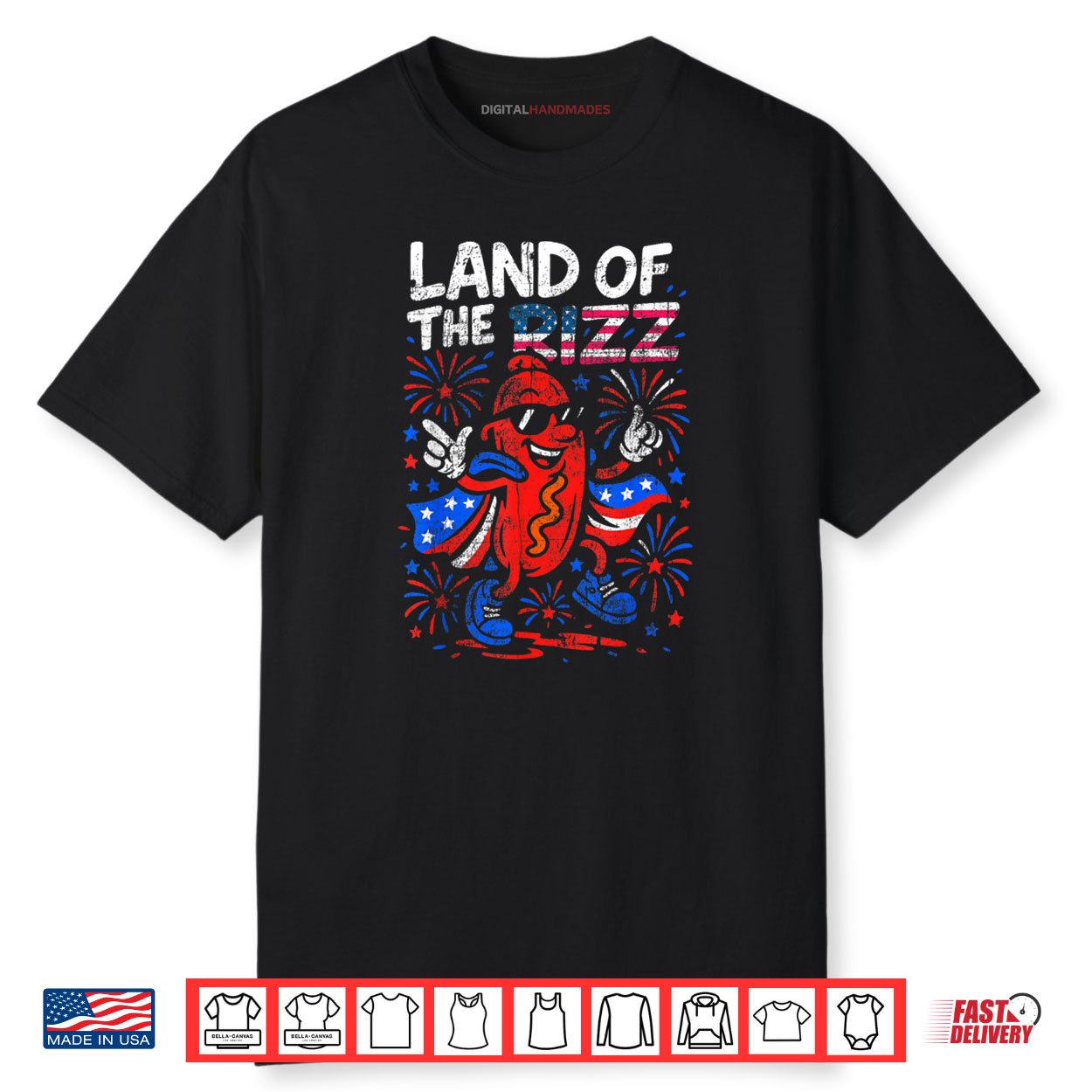 Vintage Land of the Rizz Funny Hotdog 4th Of July US Flag Shirt Vintage Land of the Rizz Funny Hotdog 4th Of July US Flag Shirt