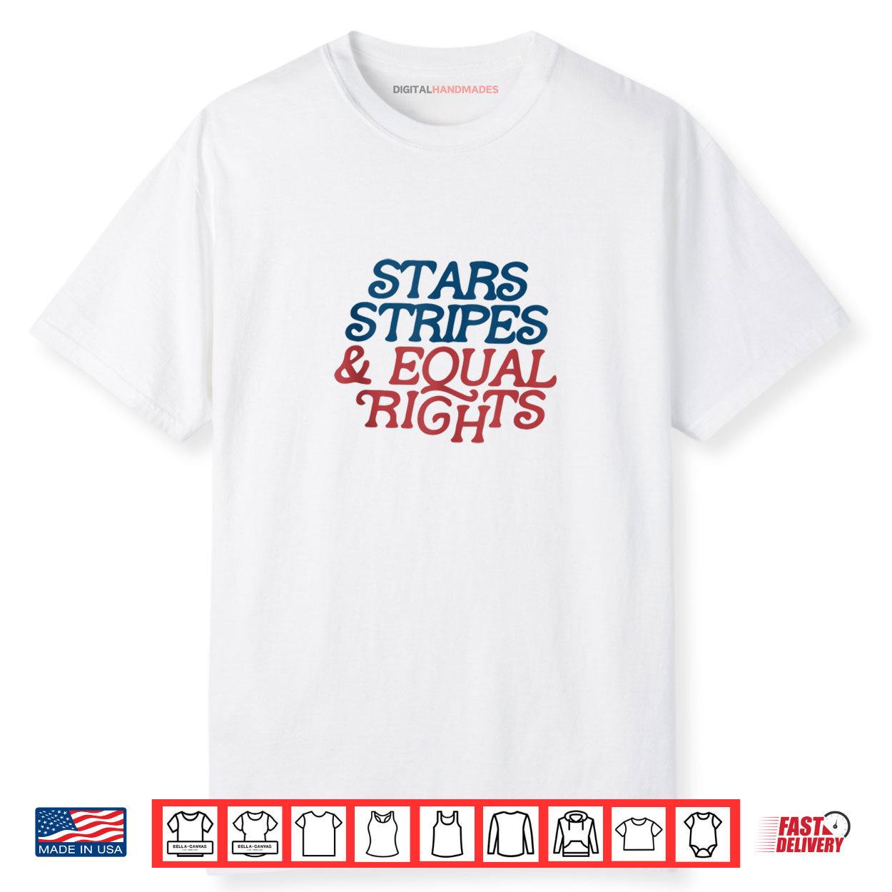 Stars Stripes And Equal Rights Retro 4th Of July Feminist Shirt