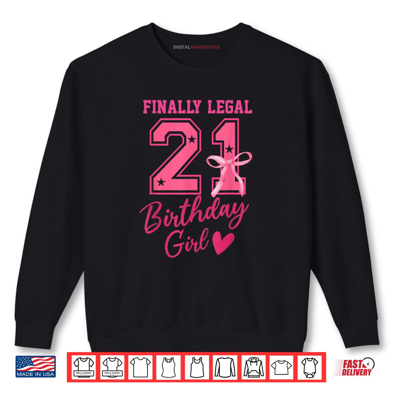Finally Legal 21st Birthday Girl Coquette Pink Bow 21 Years Shirt 2 Finally Legal 21st Birthday Girl Coquette Pink Bow 21 Years Shirt digitalhandmades 1