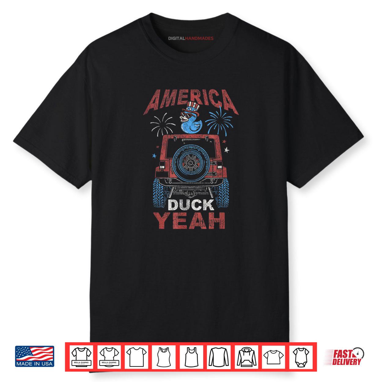 America Duck Yeah Firework 4th Of July Retro Shirt