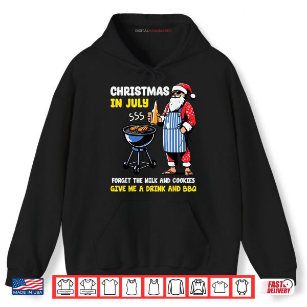 Hoodie Santa BBQ Christmas in July Funny Cookout Summer Humor Shirt