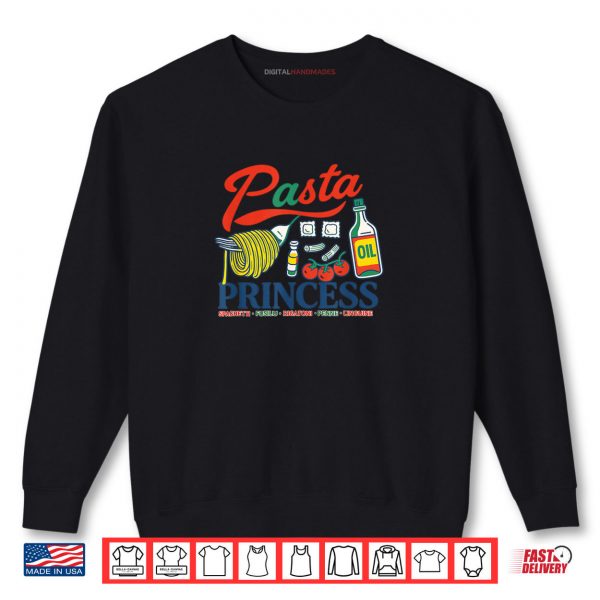 Sweatshirt Pasta Princess Retro Foodie Doodle Art Design Shirt