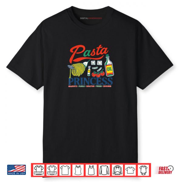 Pasta Princess Retro Foodie Doodle Art Design Shirt