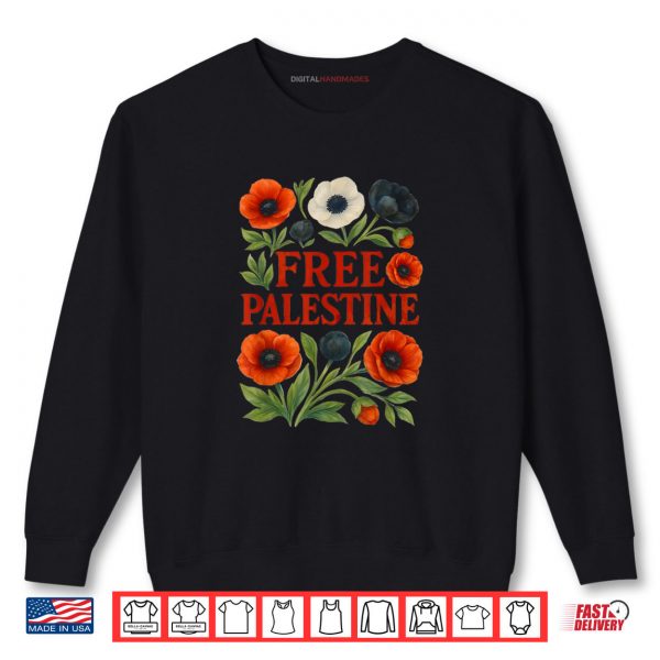 Sweatshirt Free Palestine Flower Palestine Clothing Support Gaza Shirt
