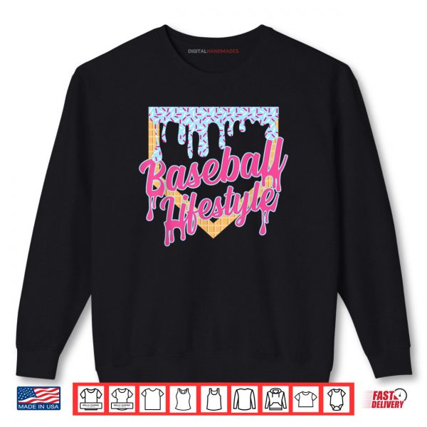 Sweatshirt Baseball Lifestyle Home Plate Ice Cream Drip Shirt