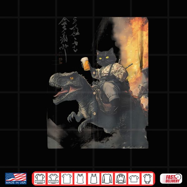 Design Black Cat Samurai Dinosaur Shirt
