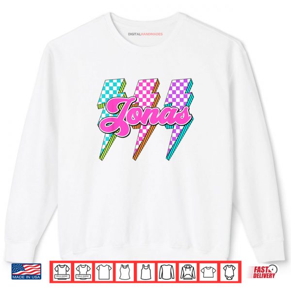 Sweatshirt Jonas Lightning Bolt Checkered I Love Jonas 80s Vintage Shirt