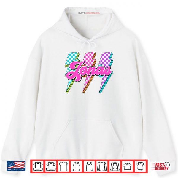 Hoodie Jonas Lightning Bolt Checkered I Love Jonas 80s Vintage Shirt