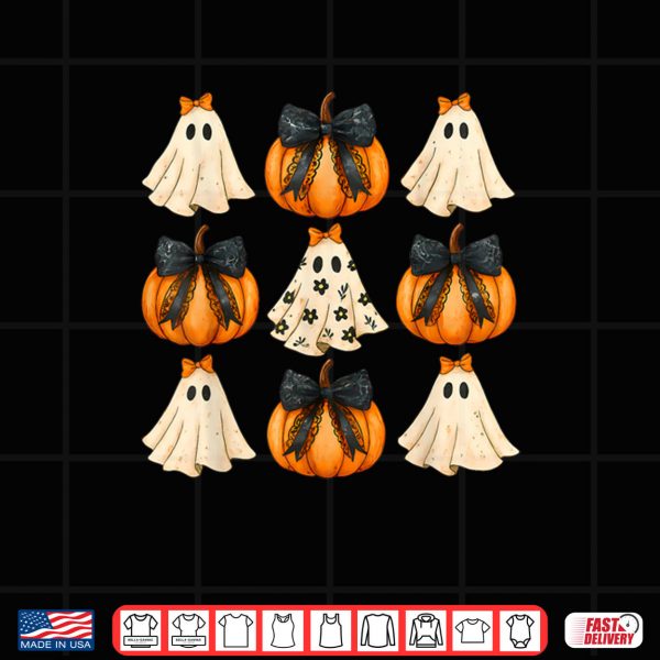 Design Halloween Coquette Bow Pumpkin Ghost Spooky Boo Shirt