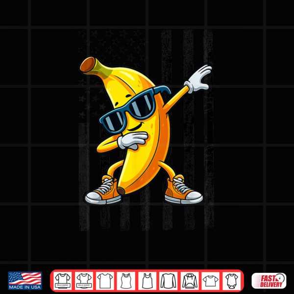 Design Dabbing Banana Vintage American Flag Shirt