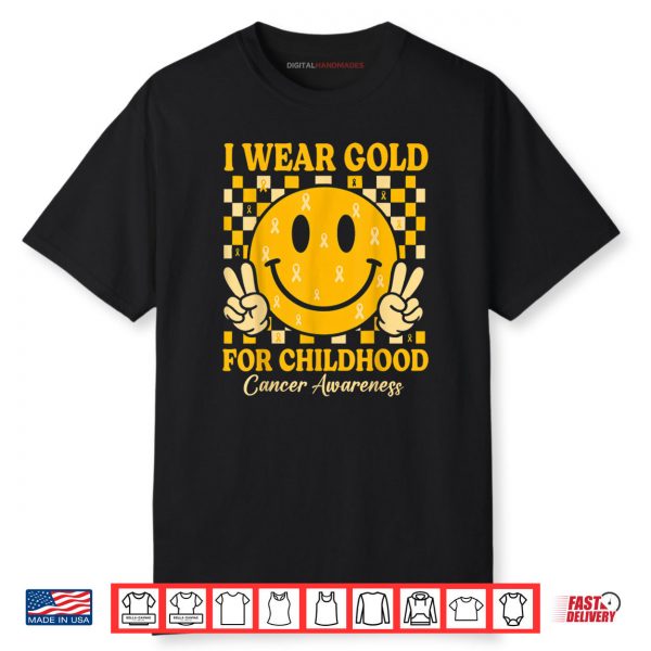 I Wear Gold for Childhood Cancer Awareness Gold Ribbon Shirt