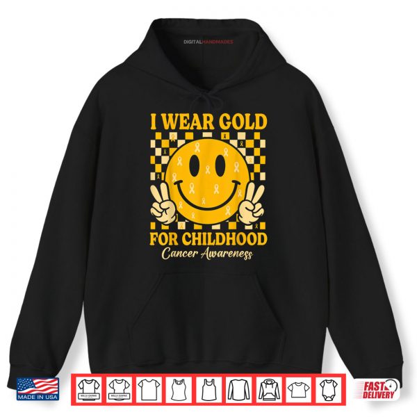 Hoodie I Wear Gold for Childhood Cancer Awareness Gold Ribbon Shirt