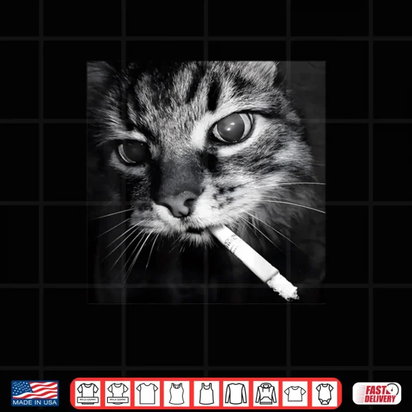 Design Cigarette Kitten Funny Smoking Cat Meme Stupid Brainrot Shirt