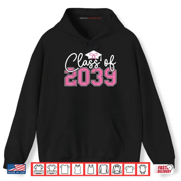 Hoodie Class of 2039 Grow with Me 2039 Graduation Pink Bow Shirt