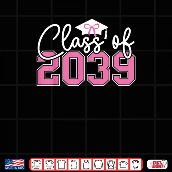 Design Class of 2039 Grow with Me 2039 Graduation Pink Bow Shirt