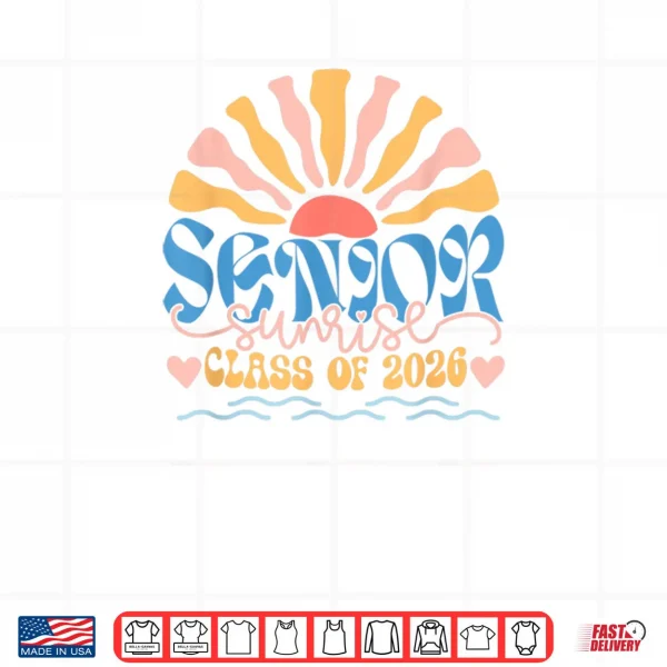 Design Senior Sunrise 2026 Boho Colorful High School Jenior Retro Shirt
