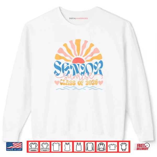 White Sweatshirt Senior Sunrise 2026 Boho Colorful High School Jenior Retro Shirt