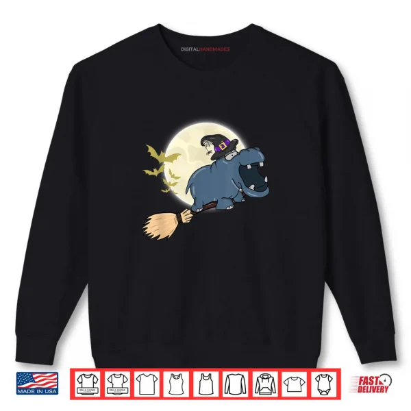 Sweatshirt Hat Witch Hat Riding Broom Stick Zoo Animal Lover Shirt