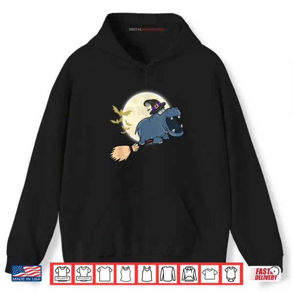 Hoodie Hat Witch Hat Riding Broom Stick Zoo Animal Lover Shirt