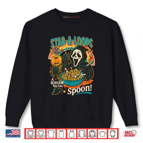 Sweatshirt Horror Funny Ghost Stab A Loops Horror Cereal Halloween Shirt
