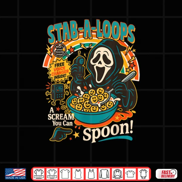 Design Horror Funny Ghost Stab A Loops Horror Cereal Halloween Shirt