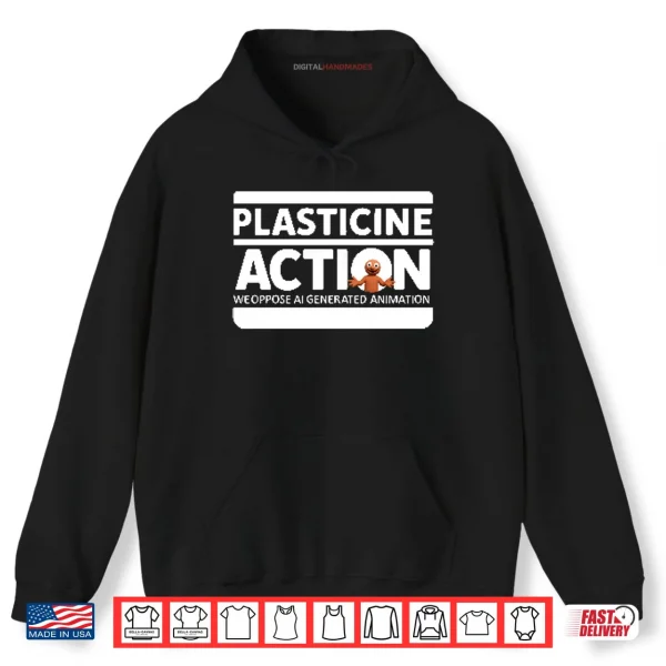 Hoodie Plasticine Action We Oppose AI Generated Animation Shirt