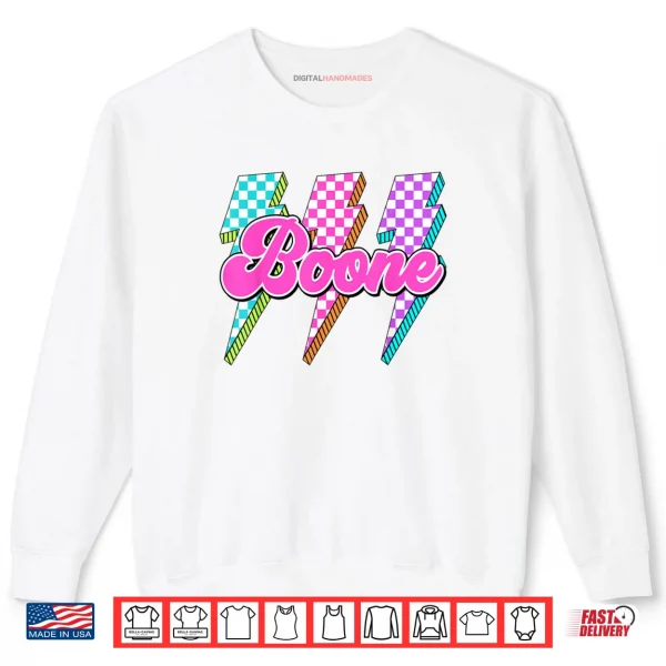 Sweatshirt Boone Lightning Bolt Checkered I Love Boone 80s Vintage Shirt