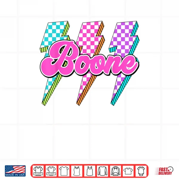 Design Boone Lightning Bolt Checkered I Love Boone 80s Vintage Shirt