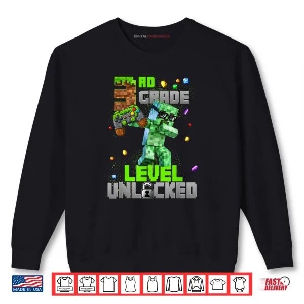 Sweatshirt Controller 3rd Grade Level Unlocked Back to School Kids Boys Shirt