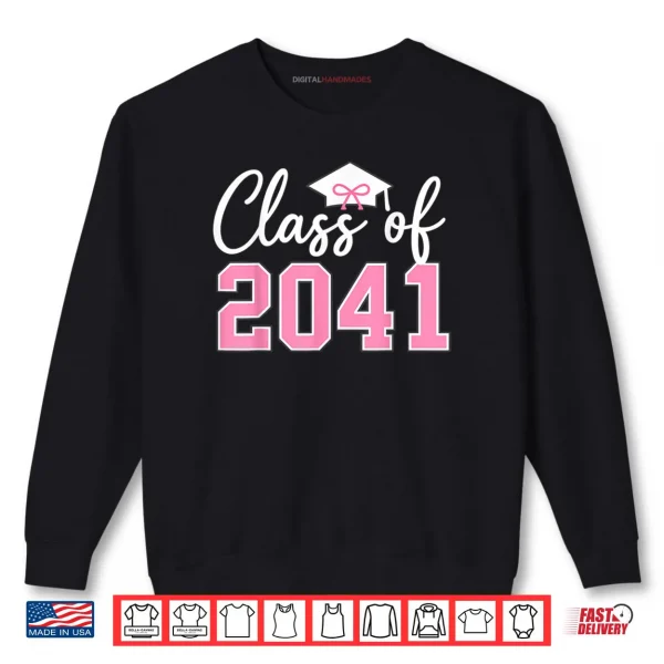 Sweatshirt Class of 2041 Grow with Me Kindergarten Pink Coquette Bow Shirt