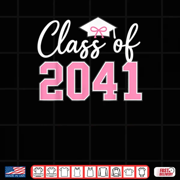 Design Class of 2041 Grow with Me Kindergarten Pink Coquette Bow Shirt