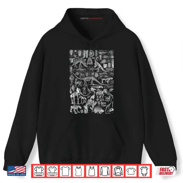 Hoodie Dinosaur Fossils T Rex Paleontology Science Archeology Shirt