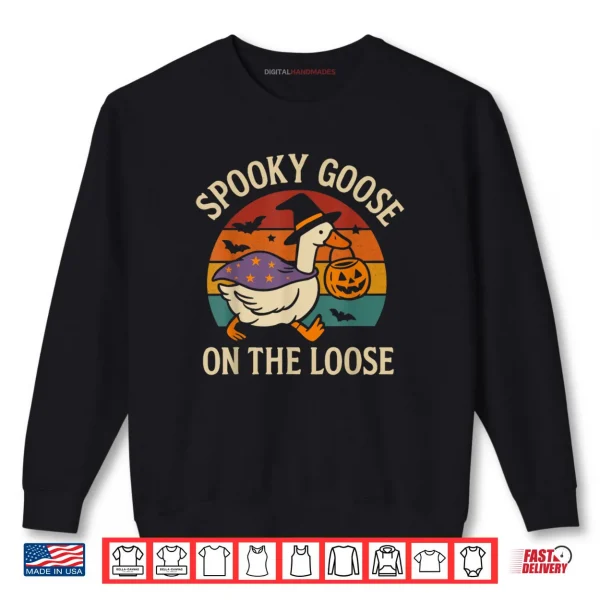 Sweatshirt Spooky Goose On The Loose Funny Halloween Retro Shirt